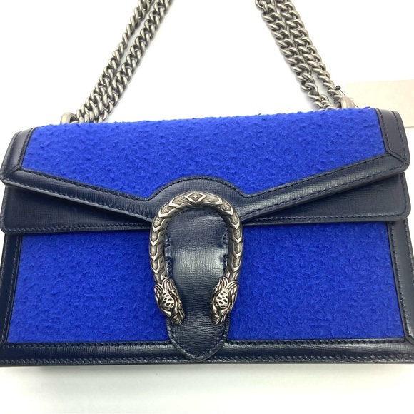 Gucci 400249 Dionysus Blue Casy Wool and Leather Shoulder Bag - Picture 6 of 14